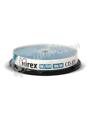 Диск CD-RW Mirex 700 Mb, 12х, Cake Box (10), (10/300)