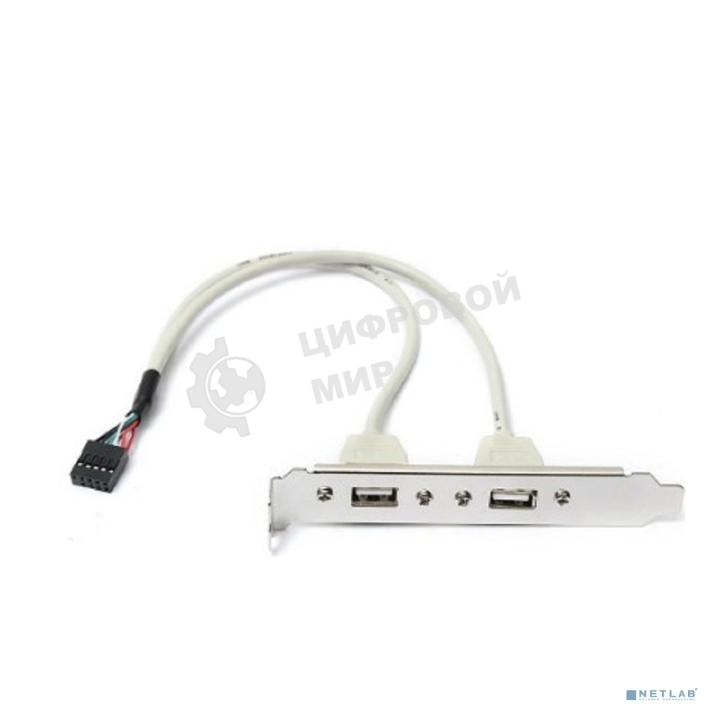 Планка портов в корпус ORIENT C086L30 2xUSB 2.0, длина кабеля 30 см, oem (31302)