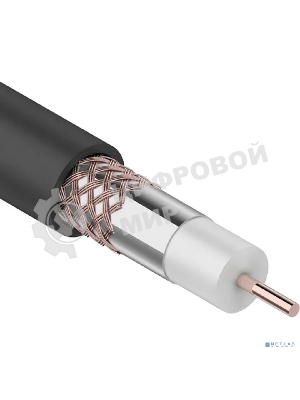 Кабель коаксиальный Rexant RG-6U+Cu, 75 Ом, Cu/Al/Cu, 64%, бухта 100 м, черный OUTDOOR