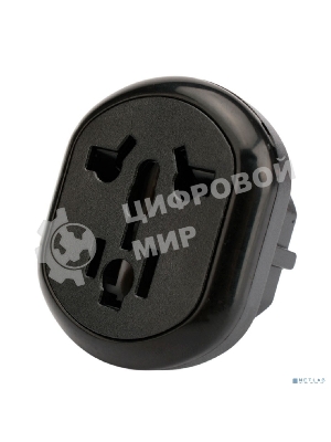 Переходник питания универсальный Cablexpert 6в1 A-AC-UKEU-003B, с вилки A,B,(C),F,E,G,I в F,E, 16А, термостойкий PС пластик, черный, пакет