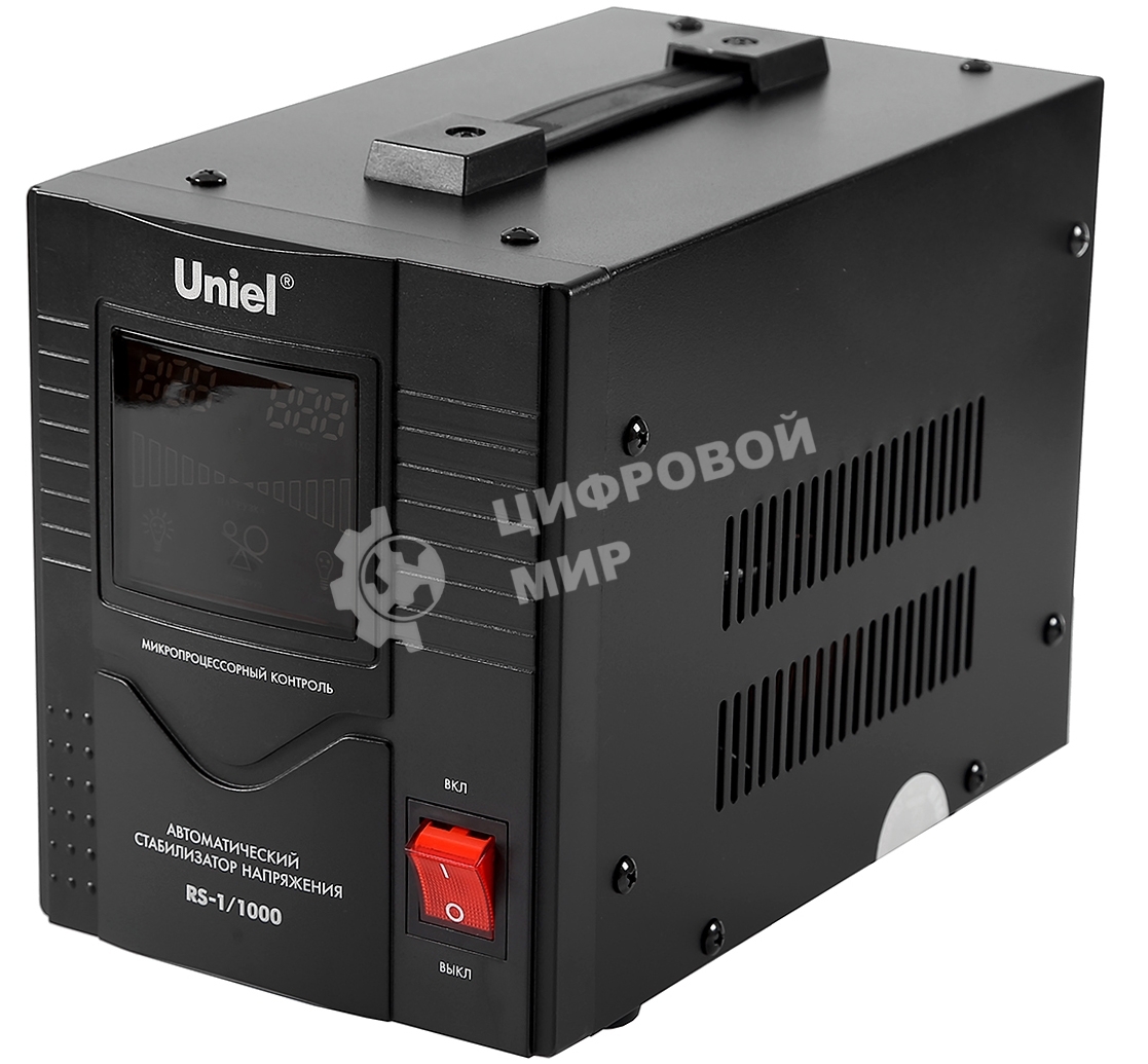 Стабилизатор Uniel RS-1/1000 однофазный, цифровой 220В, 800Вт, вх.140-260В