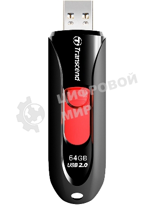 Флешка USB Transcend JetFlash 590 (TS64GJF590K), 64Gb, USB 2.0, R/W 25/15, черный/красный