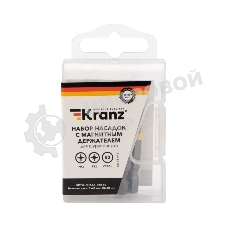 Набор насадок на шуруповерт Kranz PH2, PZ2 с магнитным держателем 50 мм, головка 8 мм, 10 мм (5 шт./уп.)