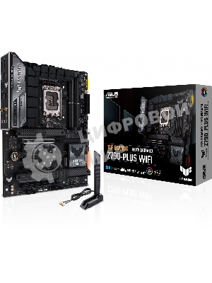 Материнская плата ASUS TUF GAMING Z790-PLUS WIFI, LGA 1700, Intel Z790, 4xDDR5, 4xSATA, 4xM.2, 1xPCIe 5.0 x16, 1xPCIe 4.0 x4, 2xUSB-A 3.2 Gen 2, 4xUSB-A 3.2 Gen 1, 1xUSB-C 3.2 Gen 2, 1xUSB-C 3.2 Gen 2x2, 1x2.5Gb LAN, 5x3.5 мм, 7.1, Standard-ATX