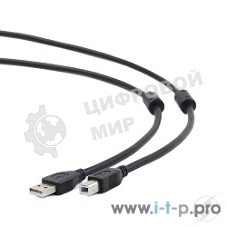 Кабель Gembird/Cablexpert USB 2.0 Pro AM/BM, 3м, экран, 2феррит.кольца, черный, пакет