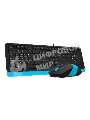 Комплект клавиатура+мышь A4Tech FStyler F1010 проводной, USB, 1600 DPI, чёрный/синий
