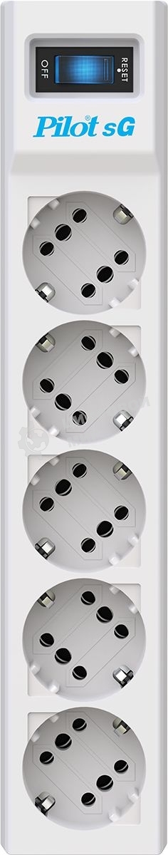 Сетевой фильтр Pilot SG 5 м, 5 розеток, белый, коробка
