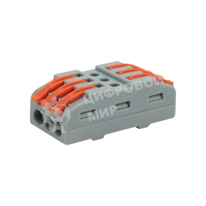 Клемма соединительная Rexant многоразовая проходная 3 полюса (0,08-4 мм²), серая (30 шт./уп.)