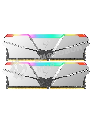 Оперативная память NETAC Shadow, DDR4, 16Gb (2x8Gb), 3200MHz, CL14, DIMM, с радиаторами, RGb, серебристый