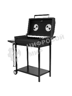 Мангал Palisad Camping на колесах с крышкой-барбекю, 662х390х920, сталь 2 мм, термометр, кочерга