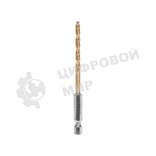 Сверло по металлу Kranz 4 мм, Р6М5, ТИТАН, шестигранный хвостовик (1 шт. в упаковке) DIN 338