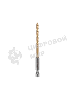 Сверло по металлу Kranz 4 мм, Р6М5, ТИТАН, шестигранный хвостовик (1 шт. в упаковке) DIN 338