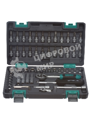 Набор инструментов Stels 14101 1/4, CrV, пластиковый кейс 57 предметов