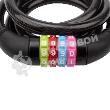 Тросовый кодовый замок взломостойкий для велосипедов и колясок Четыре сезона 150 см черный 79-0216