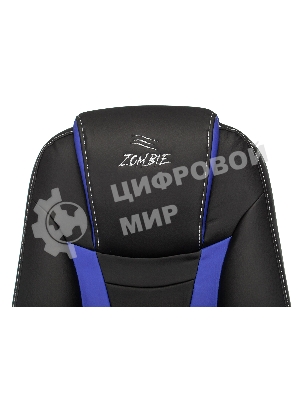 Кресло Zombie 8 черный/синий, экокожа, 120 кг, механизм качания