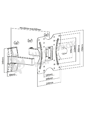 Кронштейн ЖК наклонно-поворотный 23-43
