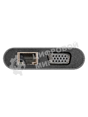 USB-концентратор ExeGate EX293985RUS DUB-31C/MAX (кабель-адаптер USB Type-C --> 3xUSB3.0 + Card Reader + PD 100W + HDMI 4K@30Hz + VGA + Audio + Lan RJ45 10/100/1000Mb, Plug&Play, серый)