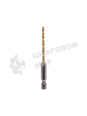 Сверло по металлу Kranz 3мм, Р6М5, ТИТАН, шестигранный хвостовик (1 шт. в упаковке) DIN 338