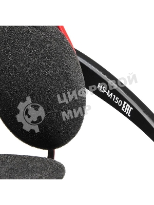 Гарнитура проводная с микрофоном Oklick HS-M150 черный/красный 2.2м накладные (NO-003N)