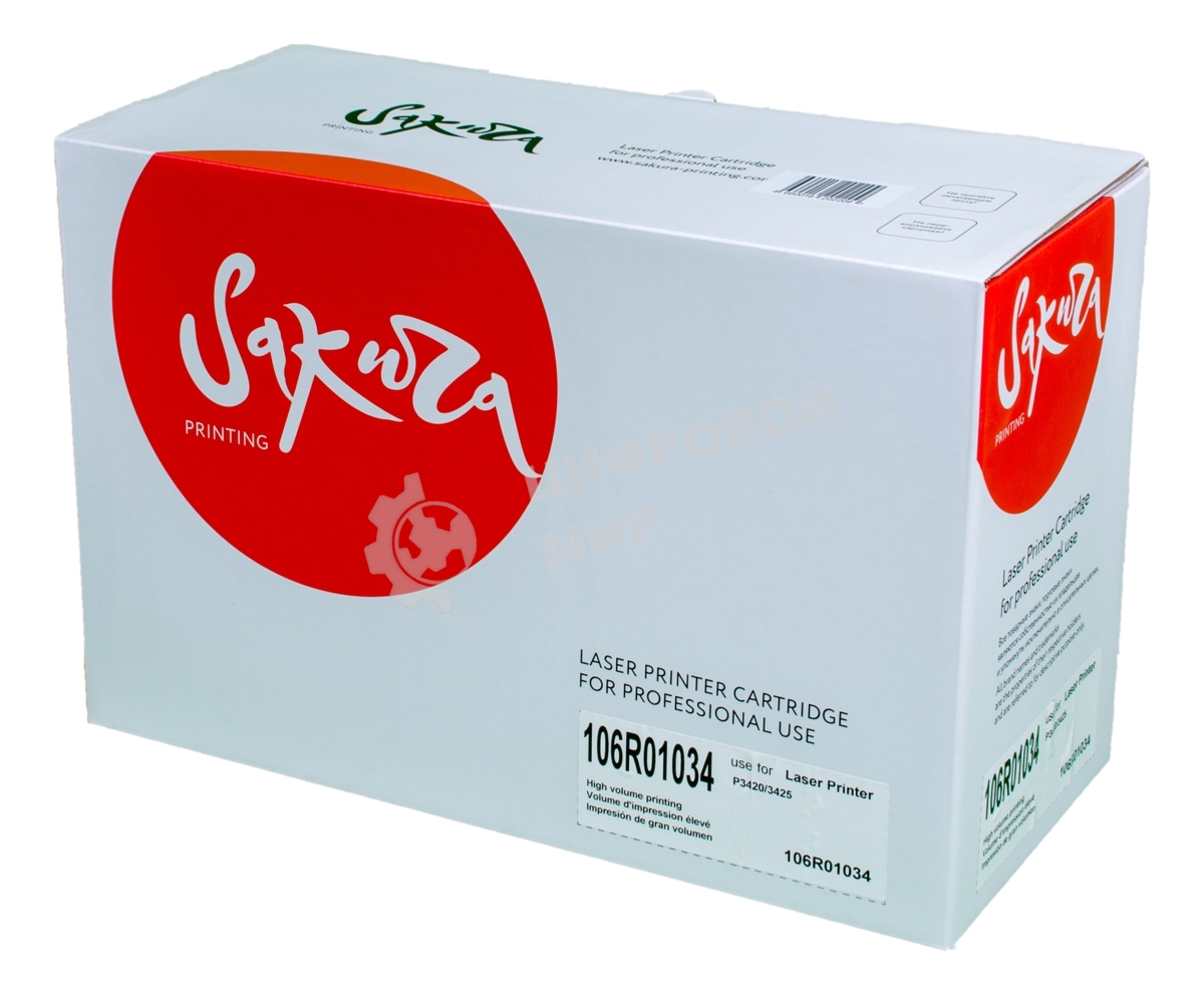 Картридж лазерный Sakura 106R01034 для Xerox P3420/3425, черный 10000 к.