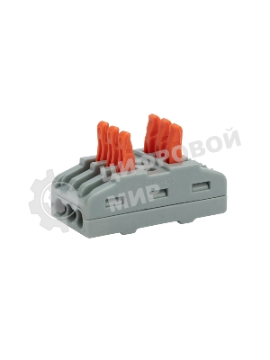 Клемма соединительная Rexant многоразовая проходная 3 полюса (0,08-4 мм²), серая (30 шт./уп.)