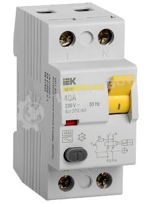 Выключатель дифференциального тока (УЗО) IEK MDV10-2-040-300 ВД1-63 2Р 40А 300мА IEK