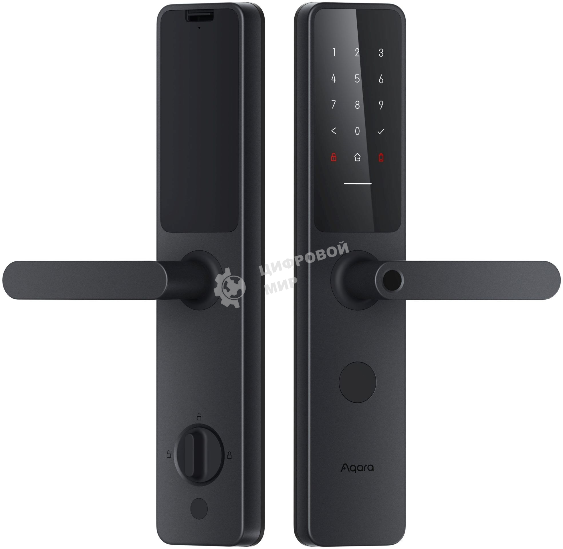 Умный замок Aqara A100 Zigbee врезной разбл.отпеч.паль. черный (ZNMS02ES)