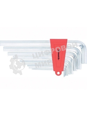 Набор ключей имбусовых Matrix HEX, 2–12 мм, CrV, 9 шт., удлиненные, сатин.