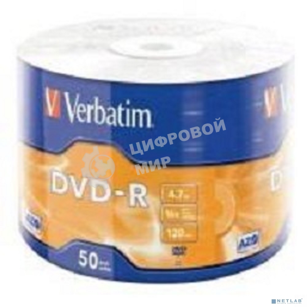 Диск DVD-R Verbatim 4.7Gb 16x Data Life (50шт) (43791)