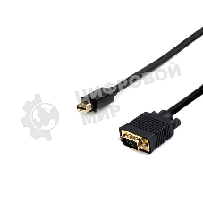 Кабель Cablexpert mDP-VGA, 20M/15M, 1.8м, черный, позол.разъемы, пакет (CC-mDPM-VGAM-6)