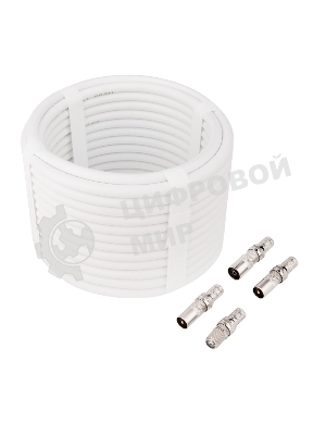 Набор с антенным телевизионным удлинителем для ТВ длиной 10 метров с F-разъемами и ТВ-переходниками Rexant
