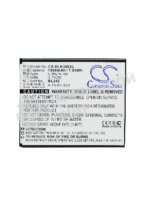 Аккумулятор CameronSino CS-BLK300SL BL242 для Lenovo A6010 Lenovo K3 3.7V, 1900 mAh, 7.03Wh