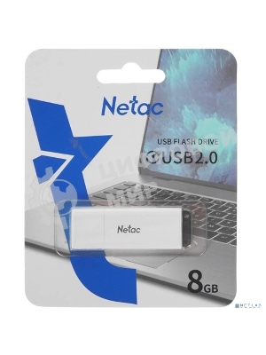 Флешка USB Netac U185 (NT03U185N-008G-20WH), 8Gb, USB 2.0, R/W 25/10, белый/серый