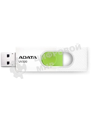 Флешка USB ADATA UV320 (AUV320-32G-RWHGN), 32Gb, USB 3.2, R/W 100/30, белый/зеленый