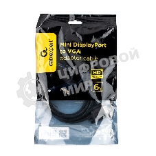 Кабель Cablexpert mDP-VGA, 20M/15M, 1.8м, черный, позол.разъемы, пакет (CC-mDPM-VGAM-6)