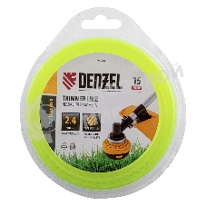 Леска для триммера зубчатый квадрат, 2,4мм х 15м, блистер FLEX CORD Denzel