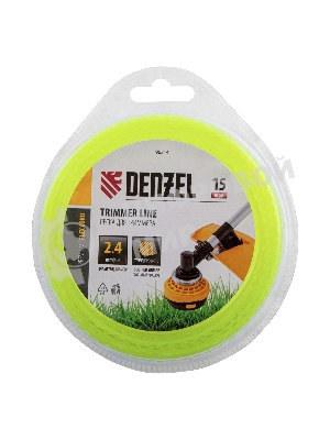 Леска для триммера зубчатый квадрат, 2,4мм х 15м, блистер FLEX CORD Denzel