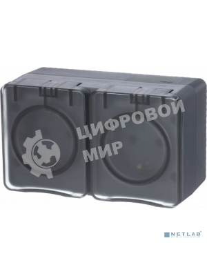 Розетка 2-м ОП AtlasDesign Profi54 16А IP54 250 В с заземл. защ. шторки антрацит SchE ATN544026