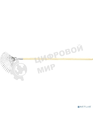 Грабли Сибртех веерные 18 зубьев, с черенком, оцинкованные, круглый зуб