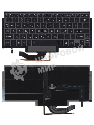 Клавиатура для ноутбука Toshiba Portege Z10t черная с серой рамком и указателем