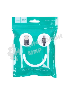 Кабель USB 2.0 HOCO X13, AM/microBM, черный, 1м