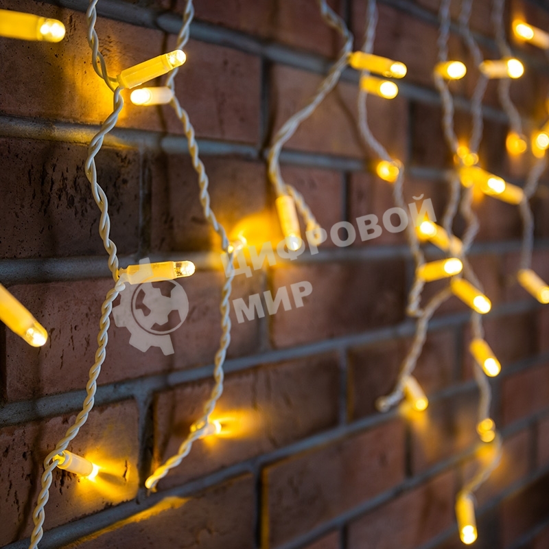 Гирлянда Neon-night Айсикл (бахрома) светодиодный, 1,8 х 0,5 м, белый провод, 230 В, диоды теплый белый, 48 LED
