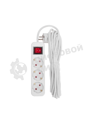 Удлинитель STANDARD 3 гнезда, 5м, 3х1,0мм², с/з, с выключателем, белый REXANT