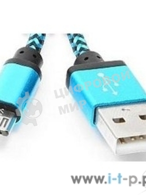 Кабель Gembird USB 2.0 Cablexpert AM/microBM 5P, 1м, нейлоновая оплетка, алюминиевые разъемы, синий, пакет