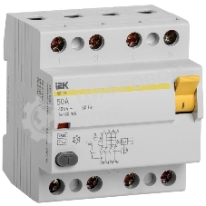 Выключатель дифференциального тока (УЗО) 4п 50А 30мА тип AC ВД1-63 IEK MDV10-4-050-030