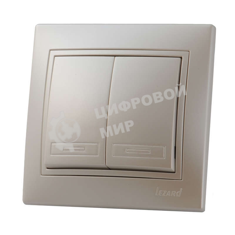 Выключатель 2-кл. СП Мира 10А IP20 жемчуж. белый перламутр LEZARD 701-3030-101