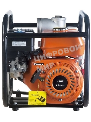Бензиновая мотопомпа 7лс, 4-х тактн,1000л/мин,ЧИСТАЯ, напор 34м,бак 3,3л, d=80мм,Sturm! BP87101