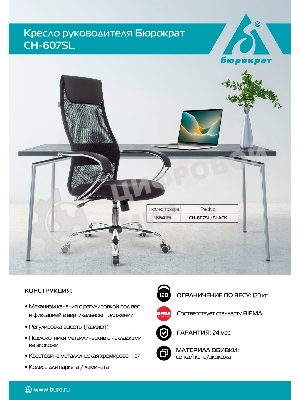 Кресло Бюрократ CH-607SL TW-01 Neo Black черный, сетка, подголовник