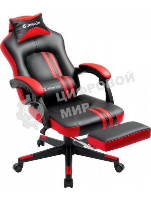 Кресло Defender DIABLO BLACK/RED черный/красный, экокожа, подставка для ног