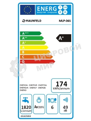 Посудомоечная машина Maunfeld MLP 06S, белый, 55 см, 6 компл., 49 дБ, класс A+